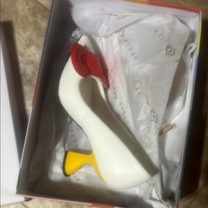 Katy Perry Collections White Heels with Red and Yellow Accents